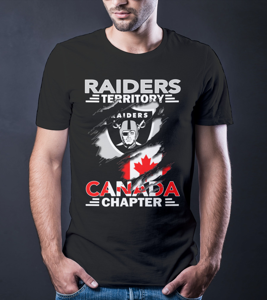 Raiders Territory Canada Chapter Raiders Flag Logo Canadian Flag T-Shirt