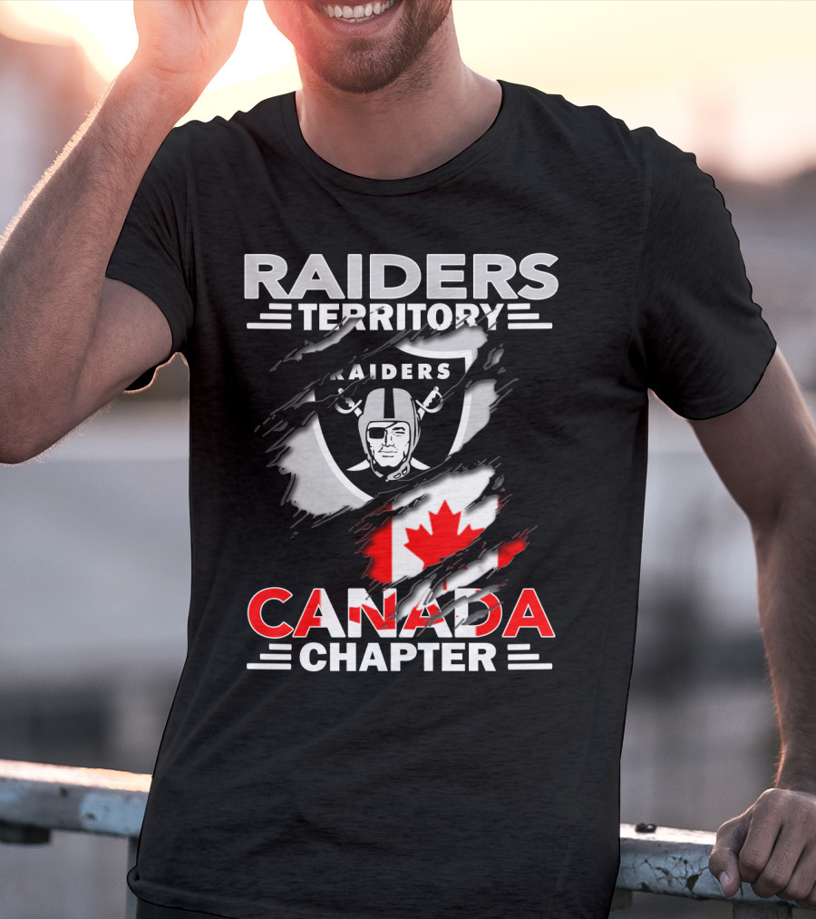 Raiders Territory Canada Chapter Raiders Flag Logo Canadian Flag T-Shirt