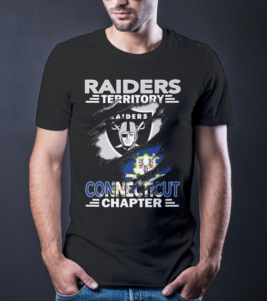 Raiders Territory Connecticut Chapter Shield And State Flag Fusion T-Shirt