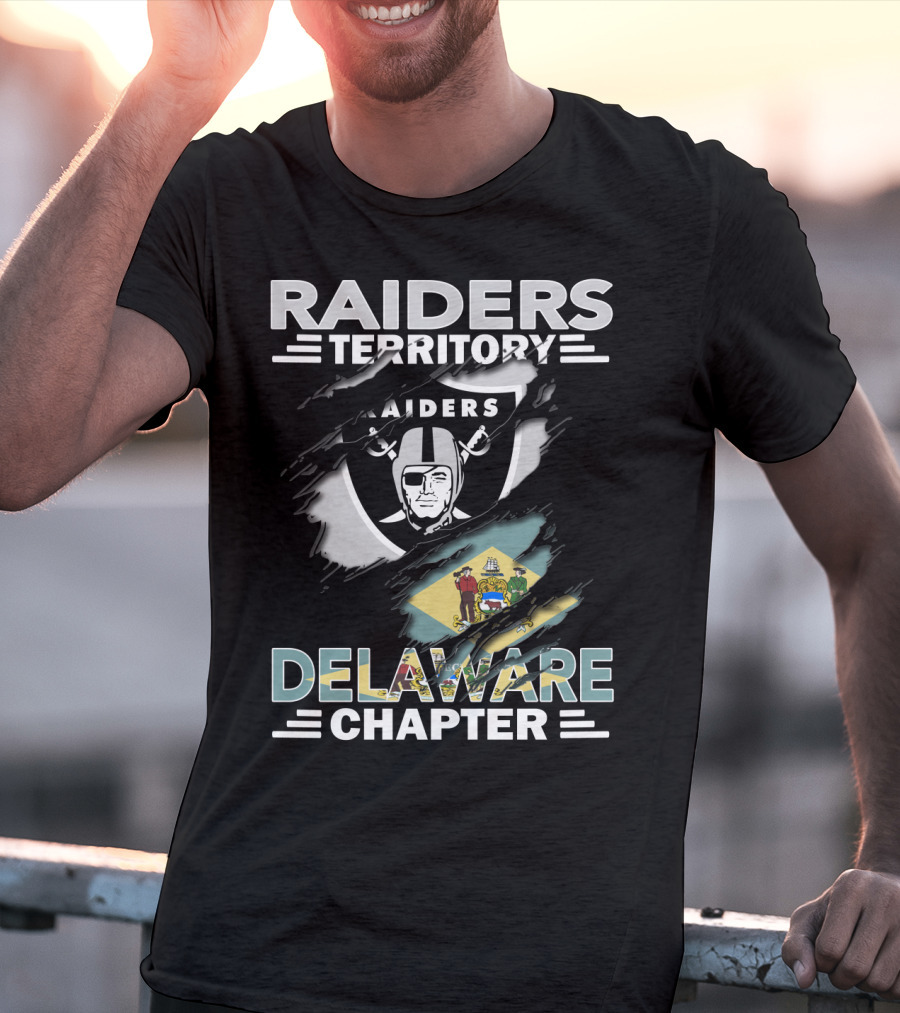 Raiders Territory Delaware Chapter Flag And Shield Emblem T-Shirt