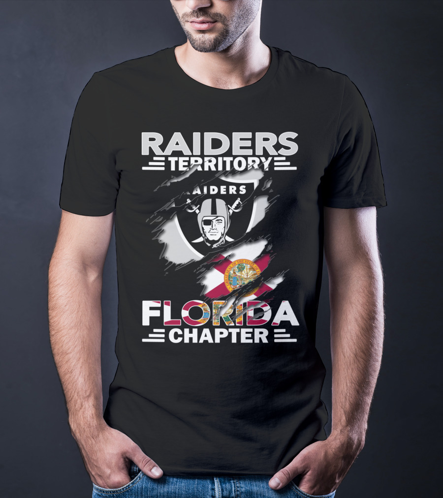Raiders Territory Florida Chapter NFL Team Supporters Emblem With Florida State Flag T-Shirt