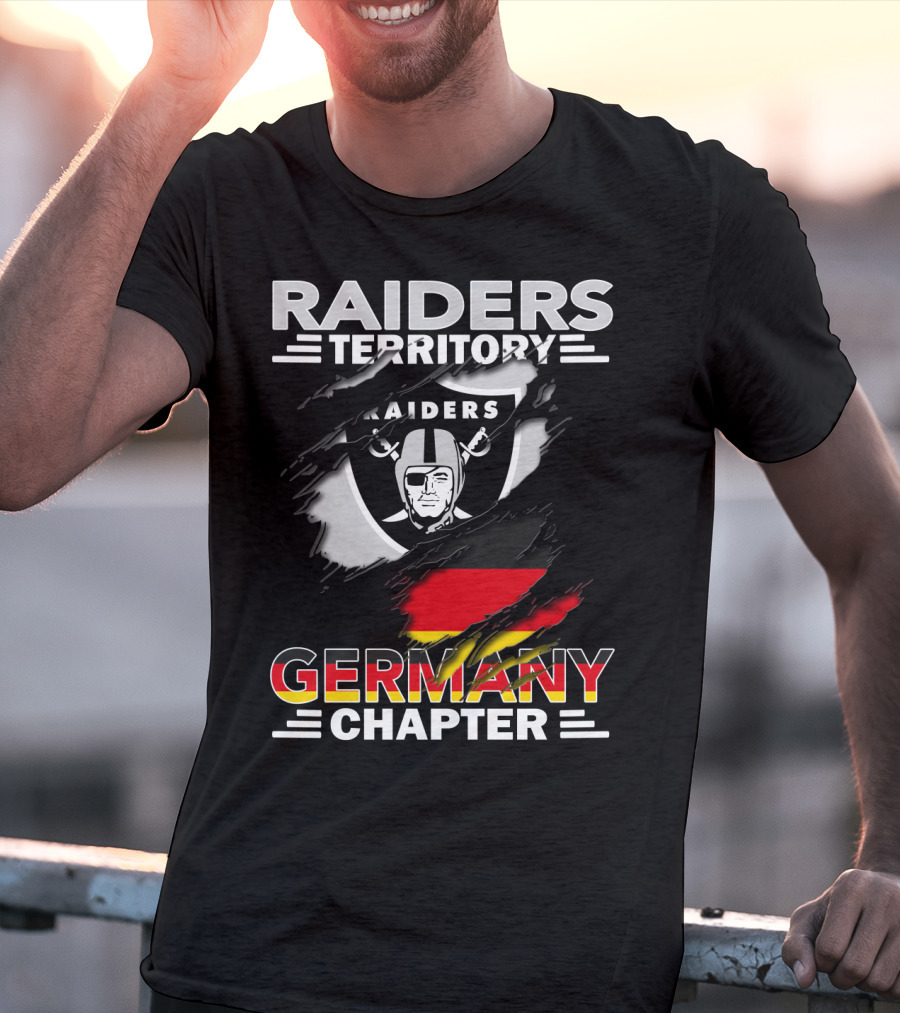 Raiders Territory Germany Chapter Shield With Raiders Logo And National Colors T-Shirt