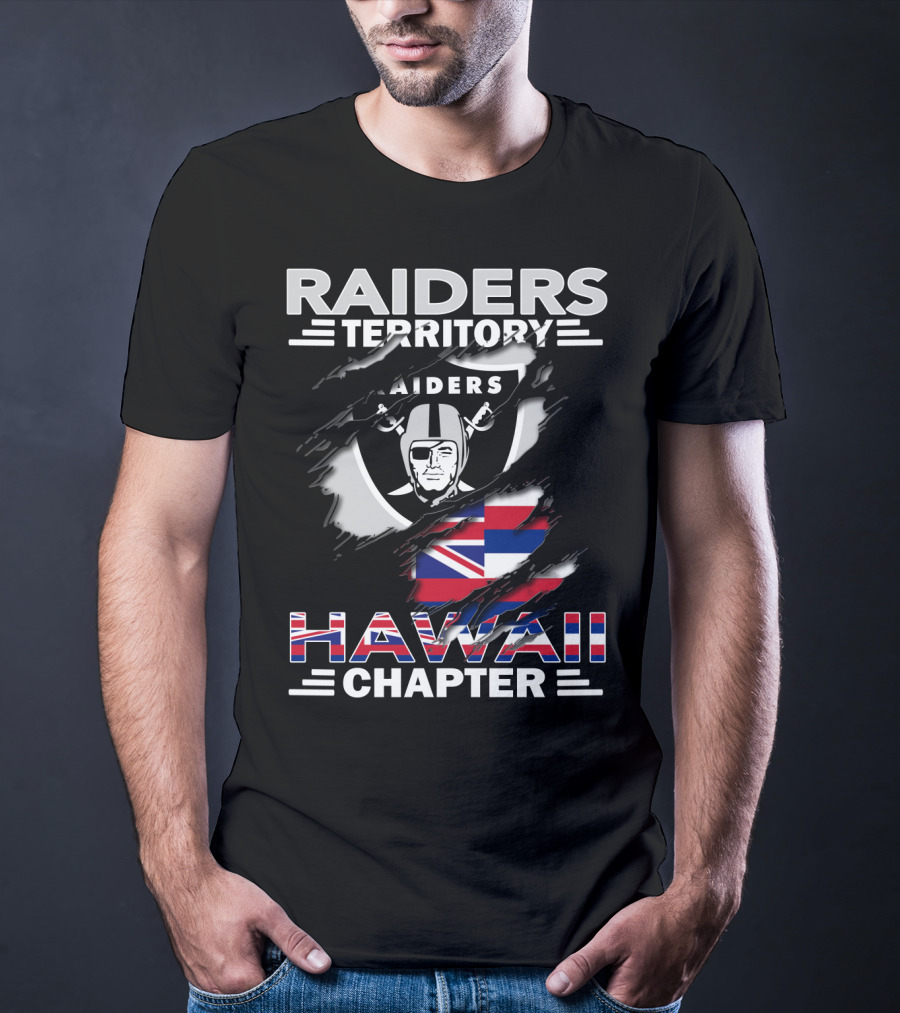 Raiders Territory Hawaii Chapter Nfl Raiders Logo With Hawaiian Flag Elements T-Shirt