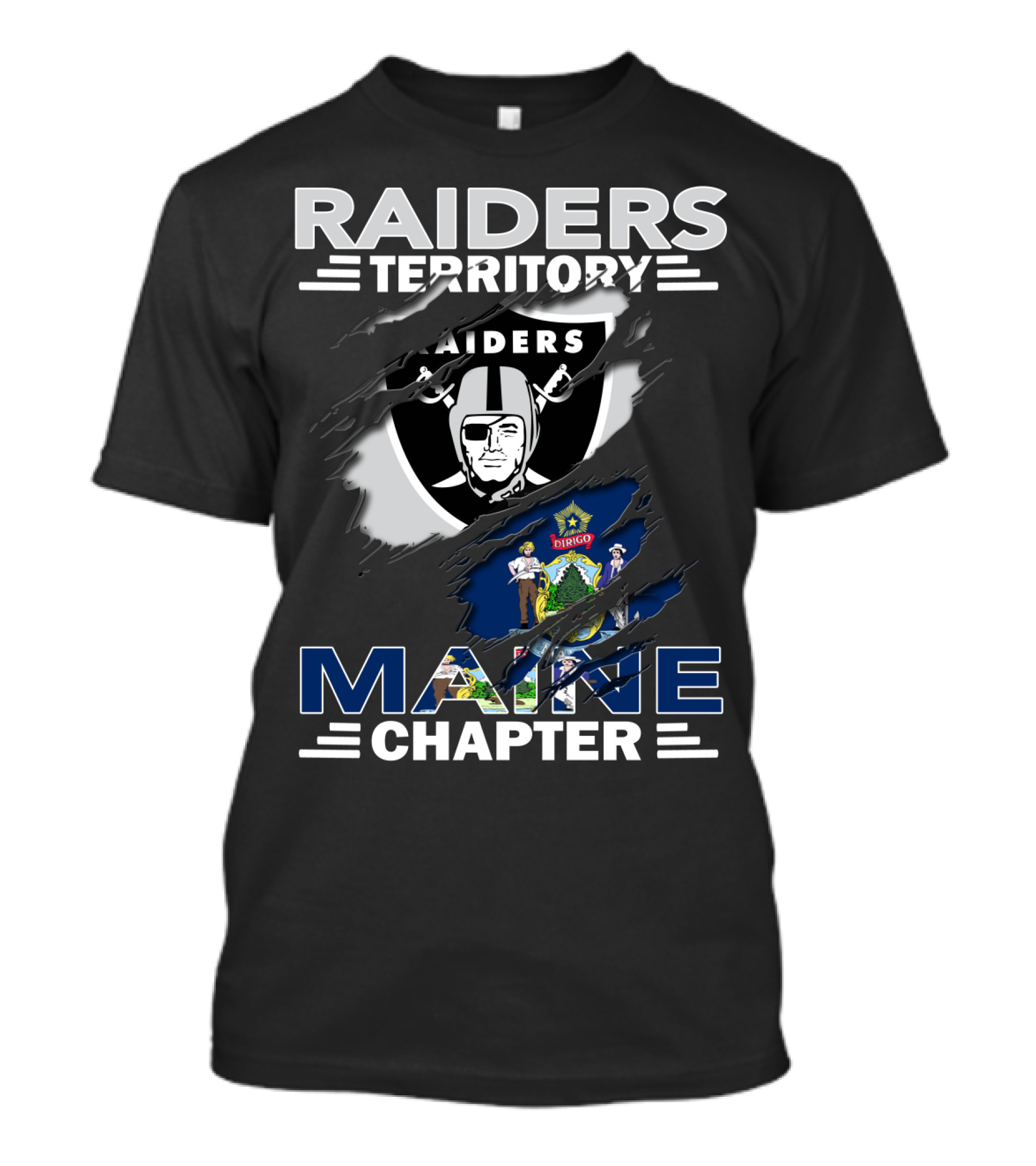 Raiders Territory Maine Chapter Maine State Flag Football T-Shirt