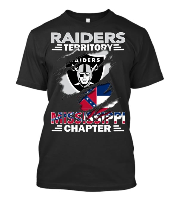 Raiders Territory Mississippi Chapter With Raiders Shield And Mississippi Flag Elements T-Shirt