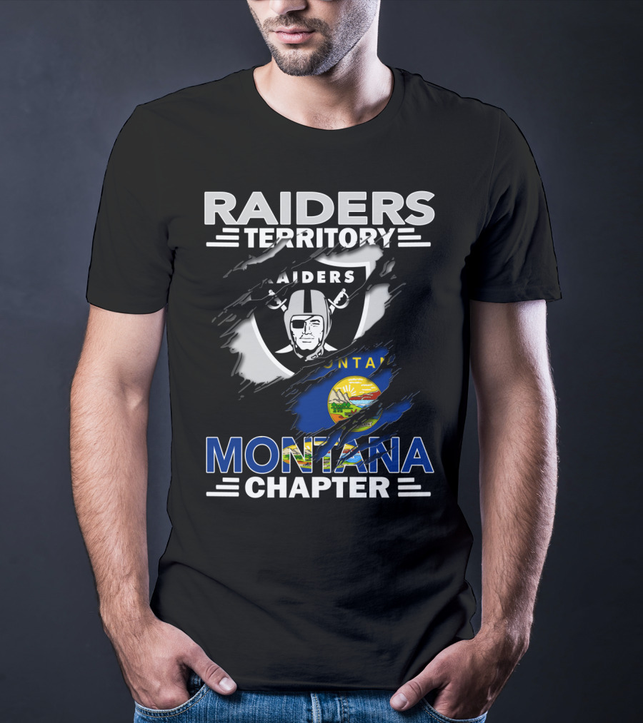 Raiders Territory Montana Chapter Raiders Logo And Montana Flag T-Shirt