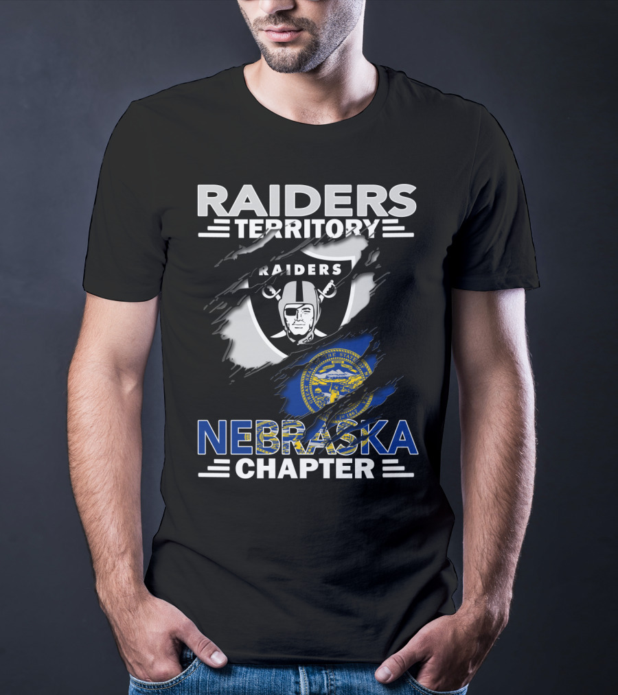 Raiders Territory Nebraska Chapter With Raiders Shield And Nebraska State Flag T-Shirt