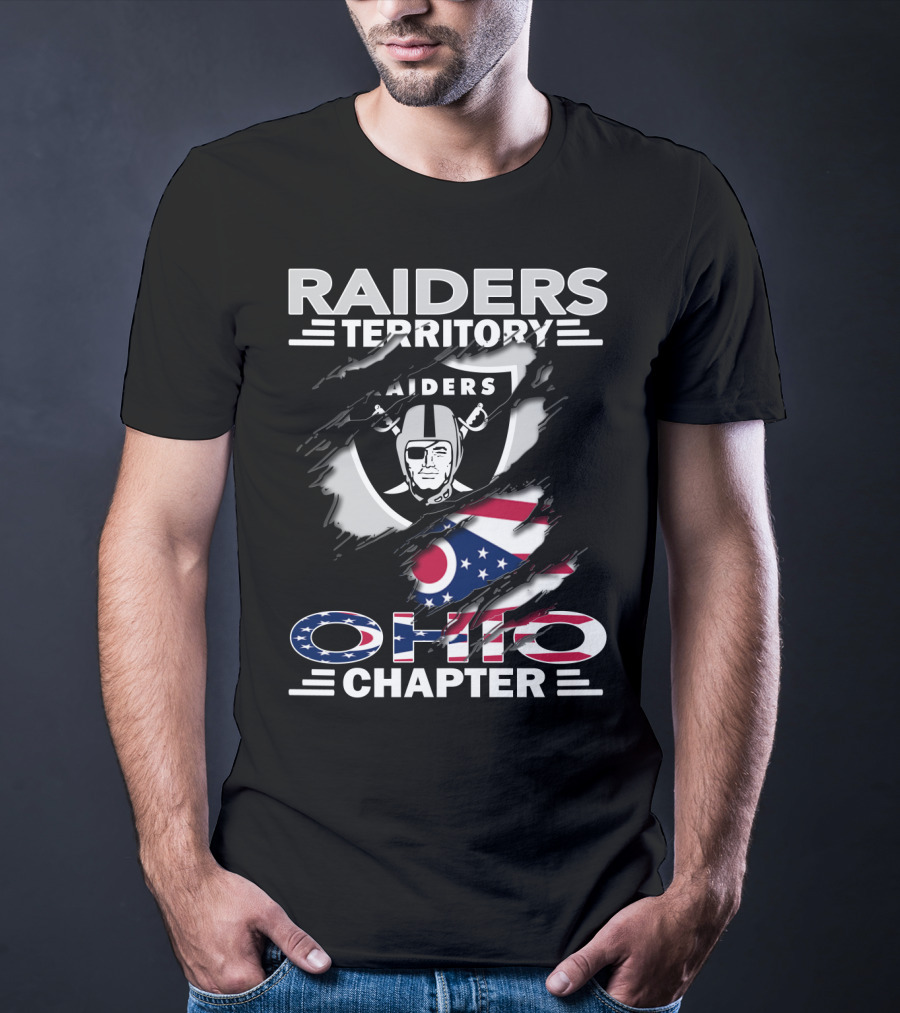 Raiders Territory Ohio Chapter With Ohio Flag And Raiders T-Shirt