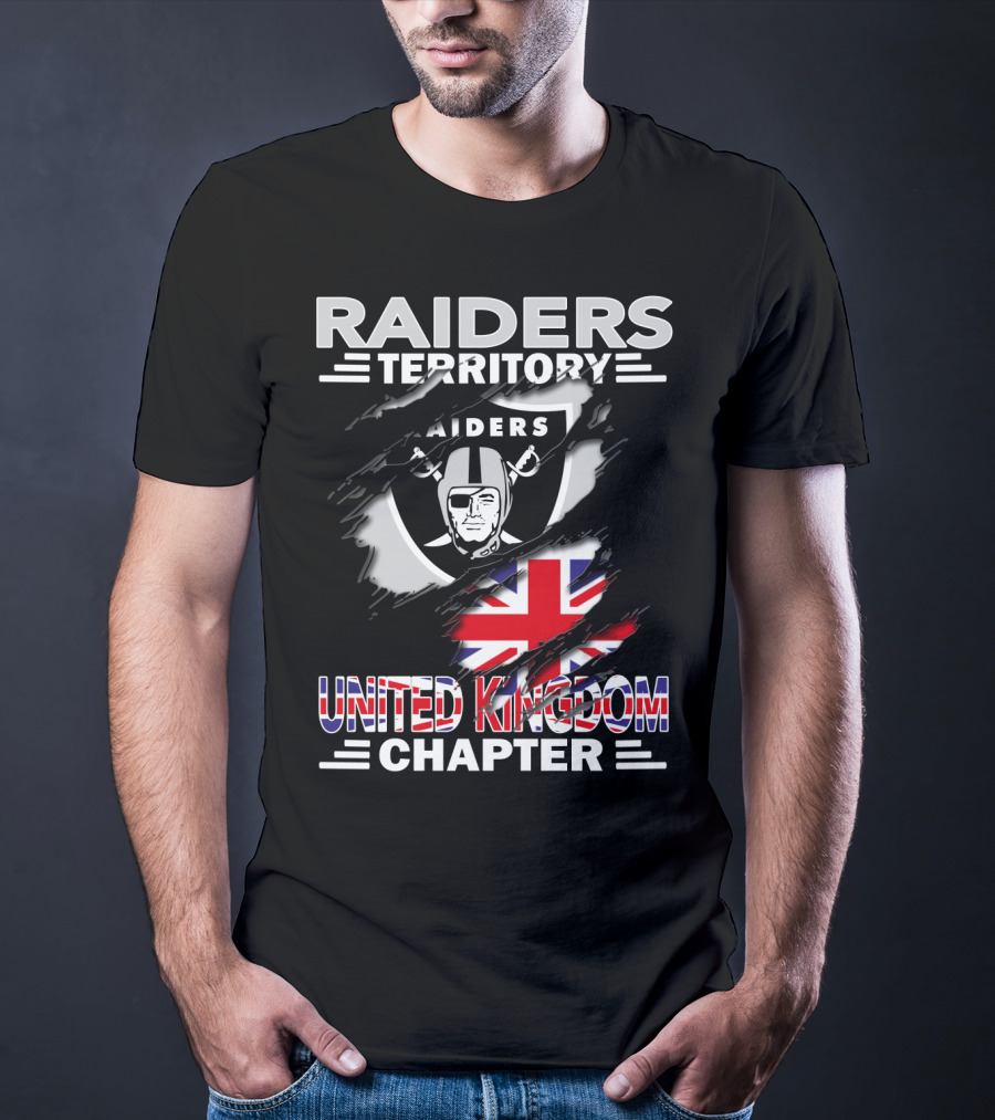 Raiders Territory United Kingdom Chapter Flag And Shield T-Shirt
