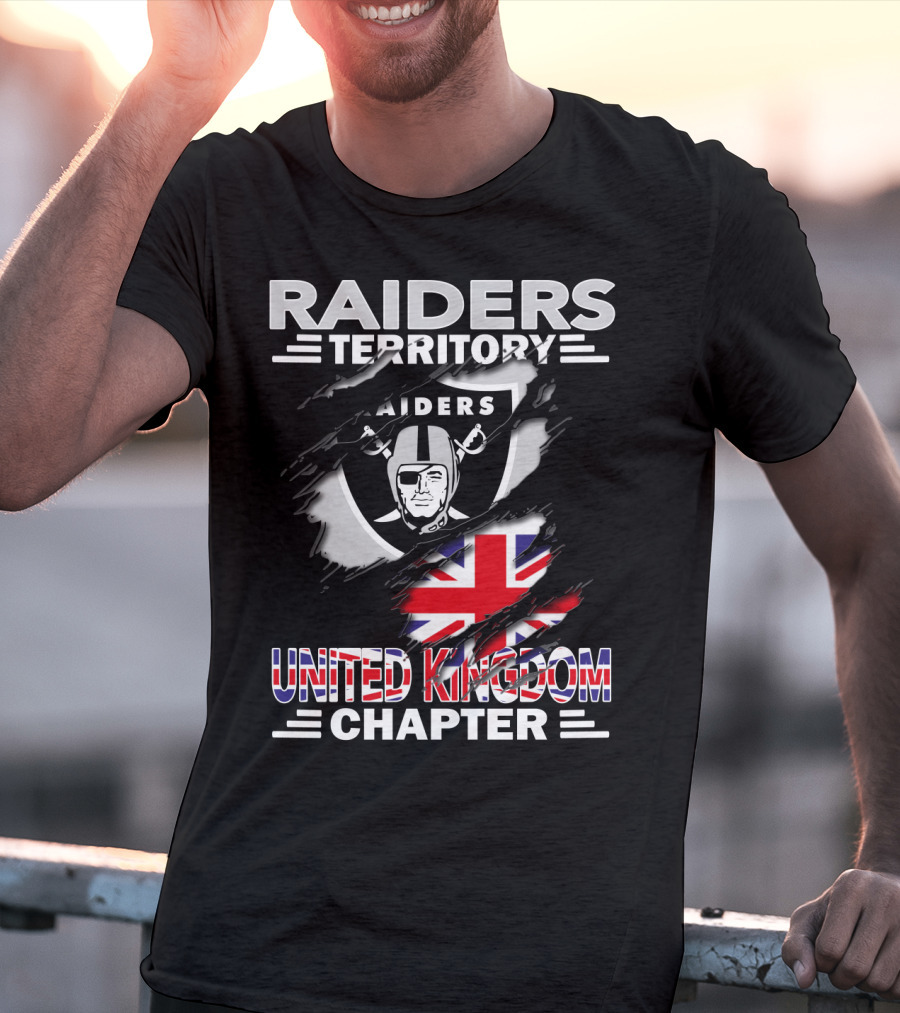 Raiders Territory United Kingdom Chapter Flag And Shield T-Shirt