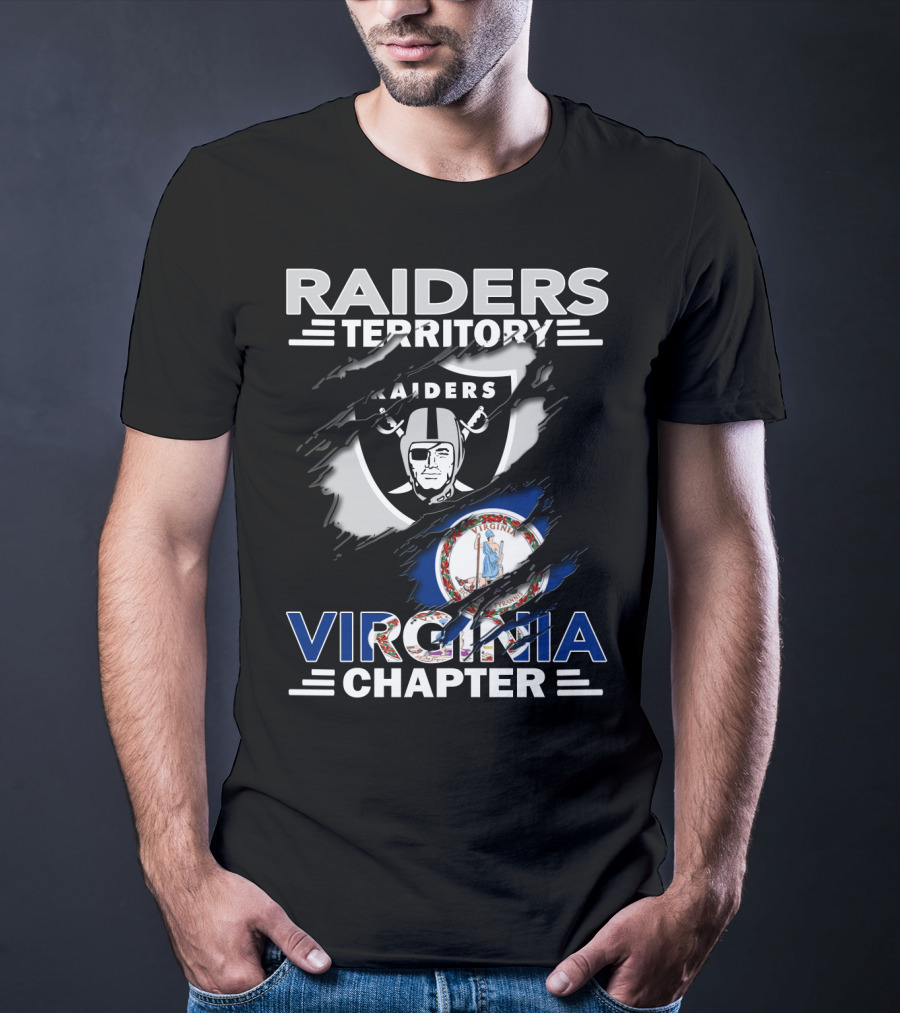 Raiders Territory Virginia Chapter Shield Torn Flag Raider Emblem T-Shirt