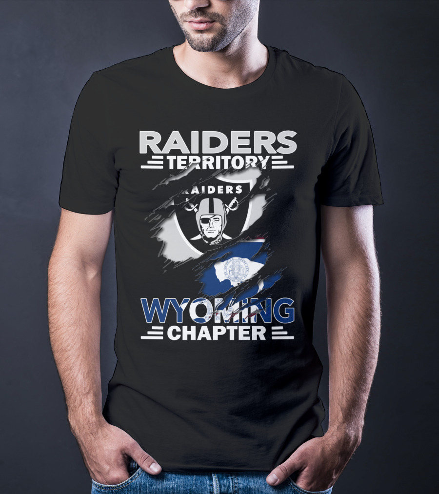 Raiders Territory Wyoming Chapter Nfl Fan Gear Raiders Logo Wyoming Flag T-Shirt