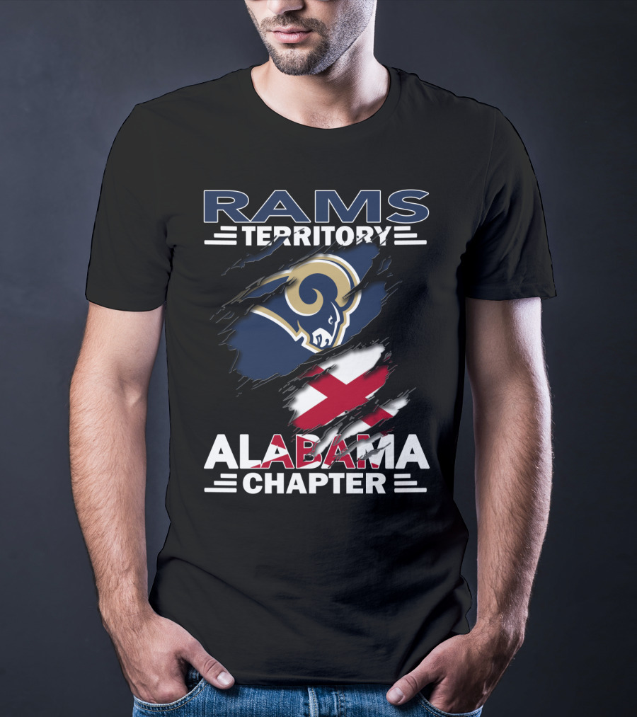 Rams Territory Alabama Chapter Logo With Rams And Alabama Flags T-Shirt