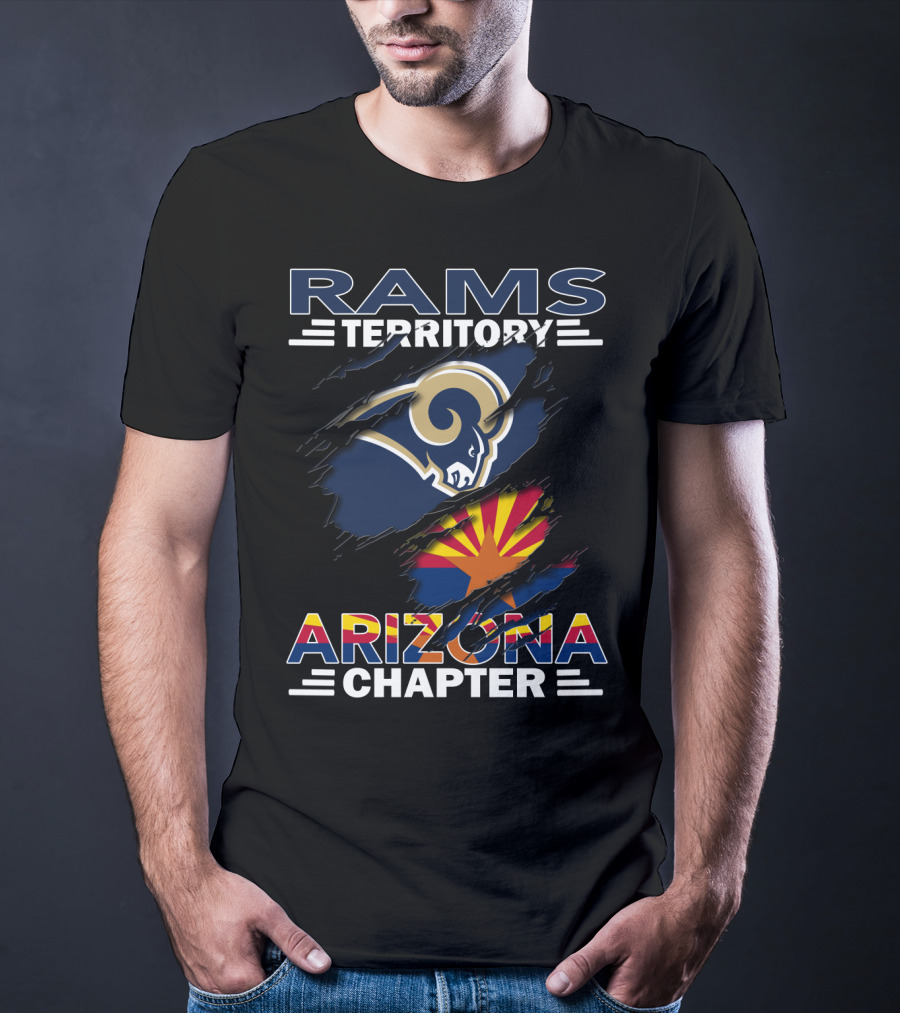 Rams Territory Arizona Chapter Logo With Arizona Flag And Rams T-Shirt