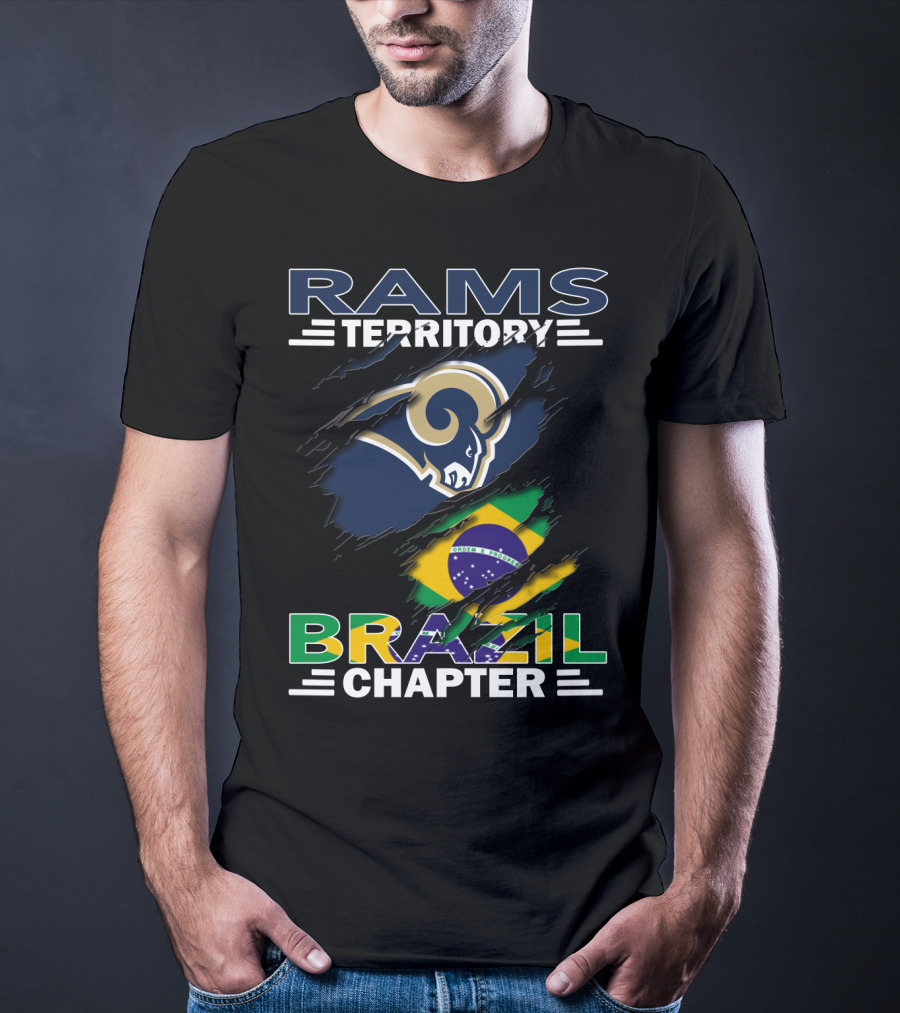 Rams Territory Brazil Chapter Logo With Brazil Flag And Ram T-Shirt
