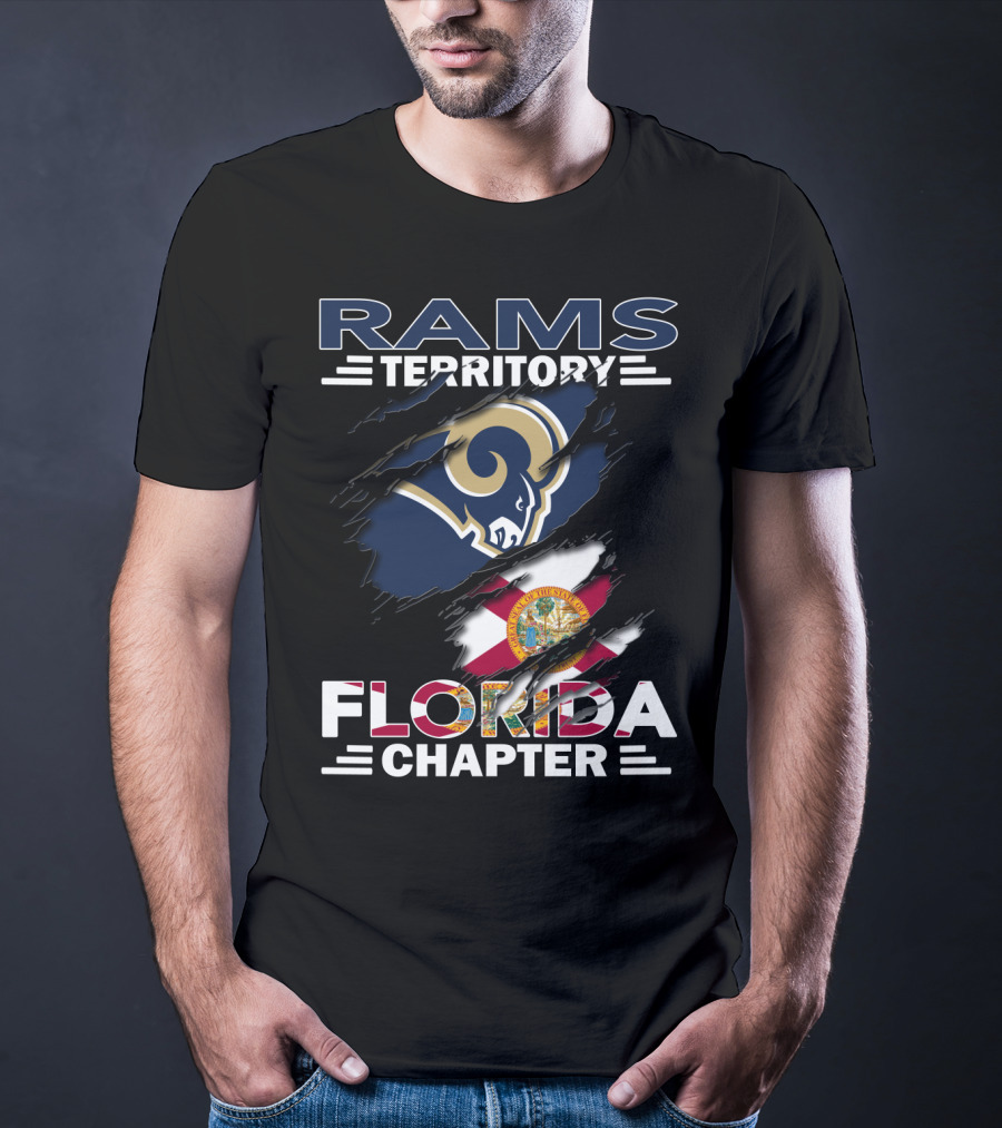 Rams Territory Florida Chapter Flag And Team Logo Fusion T-Shirt