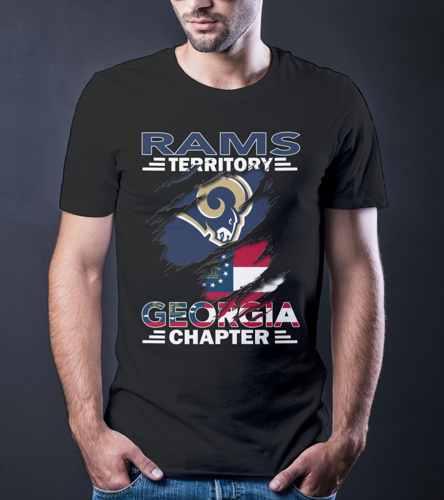Rams Territory Georgia Chapter Rams Logo And Georgia Flag T-Shirt