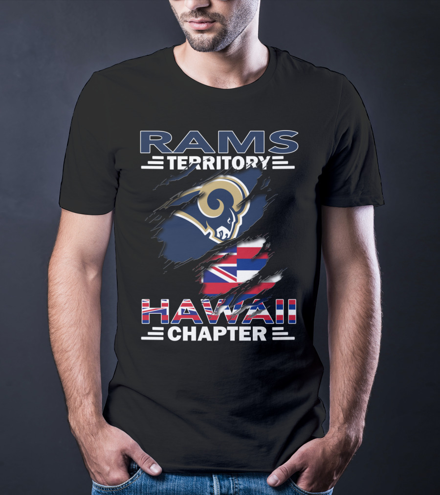 Rams Territory Hawaii Chapter NFL Logo Integration With Hawaiian Flag Elements T-Shirt