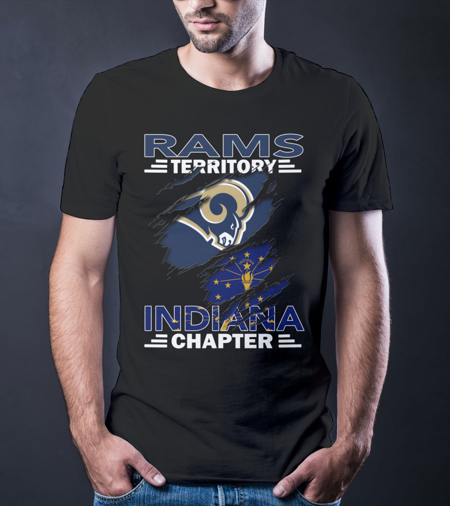Rams Territory Indiana Chapter Indiana Flag And Rams T-Shirt