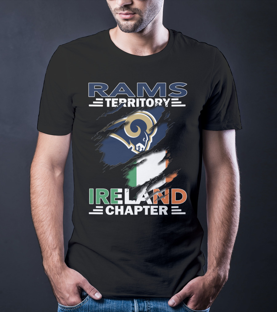 Rams Territory Ireland Chapter NFL Fan Logo With Irish Flag T-Shirt