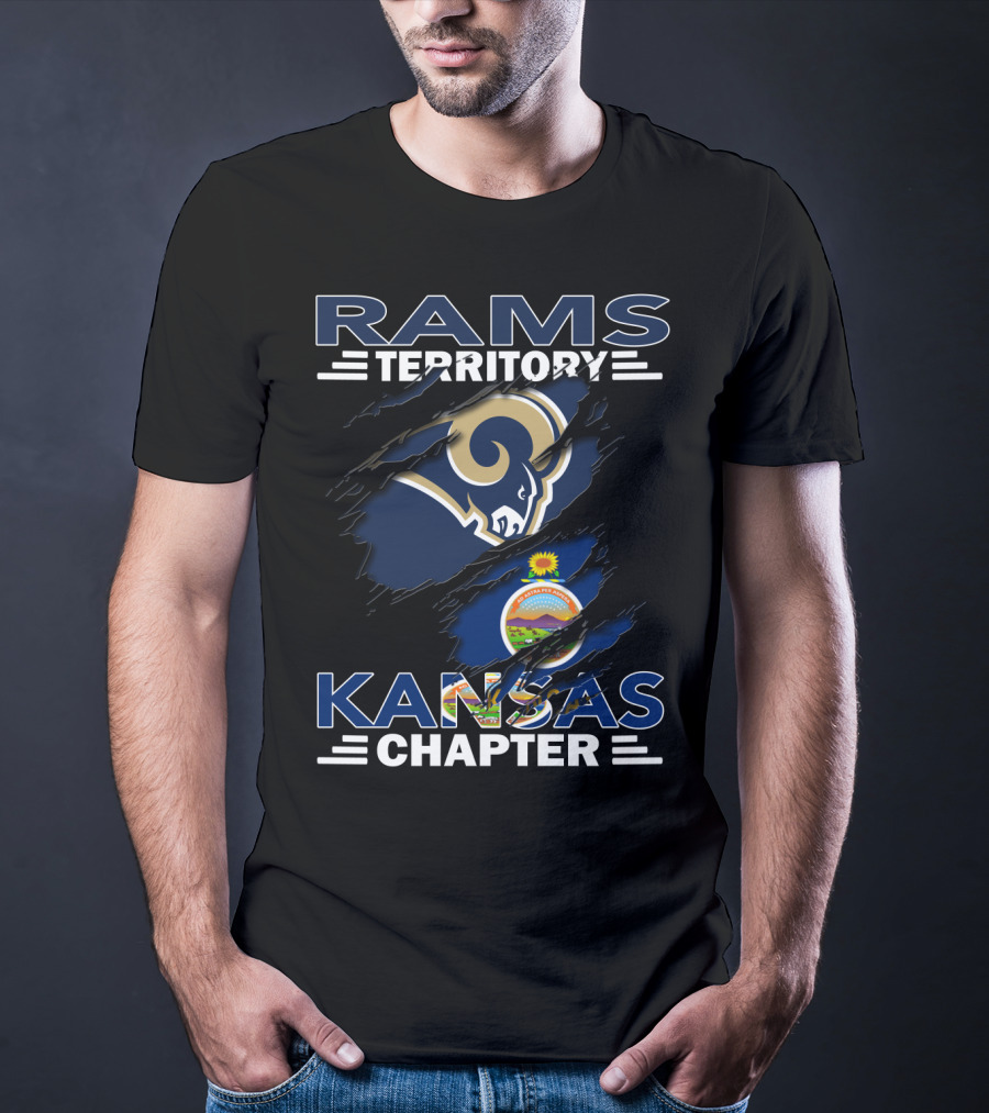 Rams Territory Kansas Chapter With NFL Team Logo And Kansas State Flag Elements T-Shirt