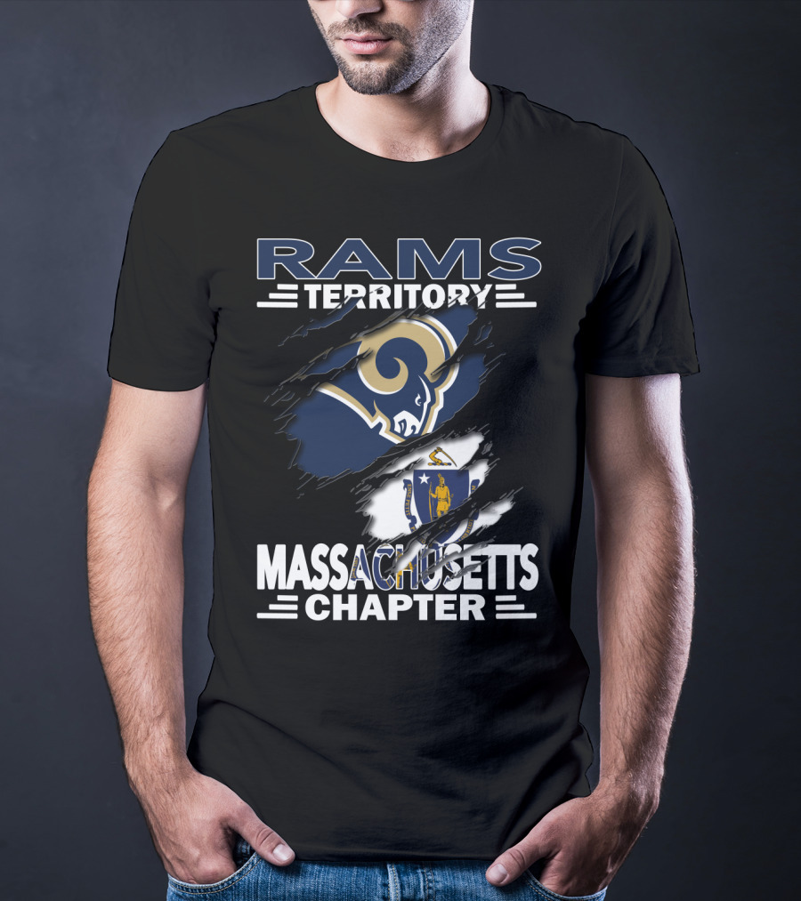 Rams Territory Massachusetts Chapter With Rams And Massachusetts Flag T-Shirt