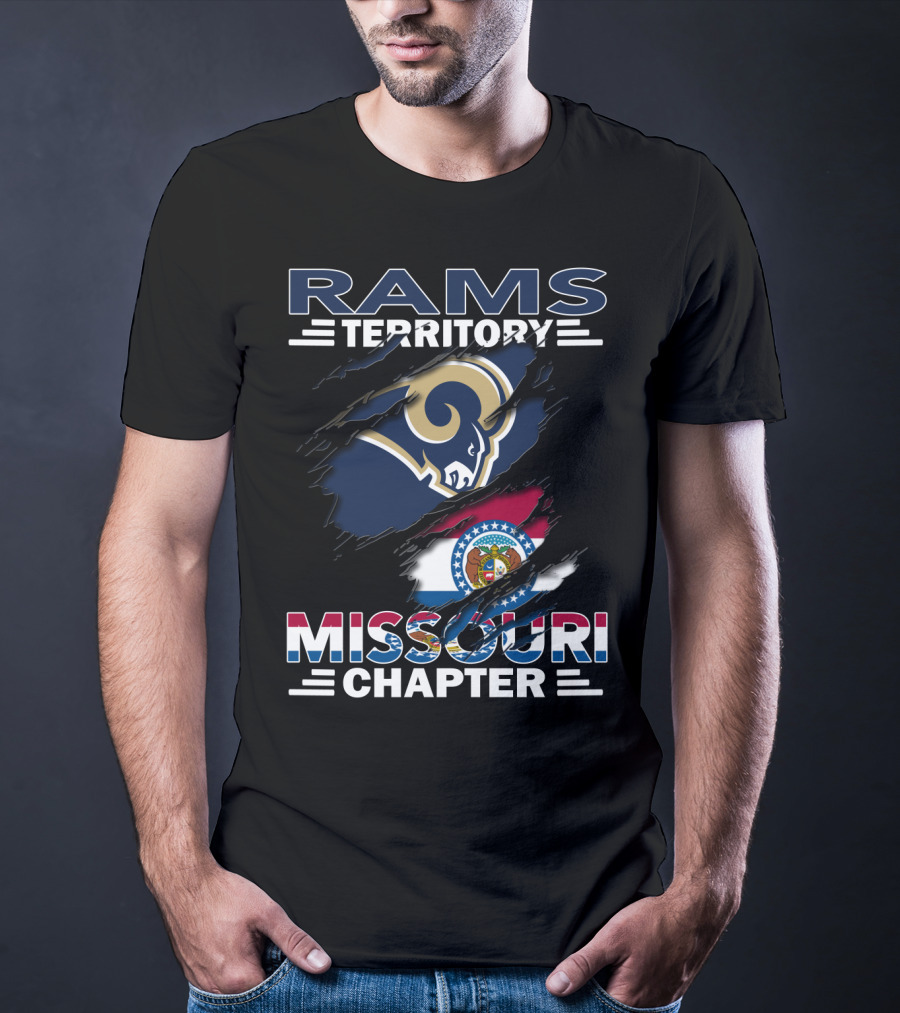Rams Territory Missouri Chapter Ram Mascot And State Flag T-Shirt