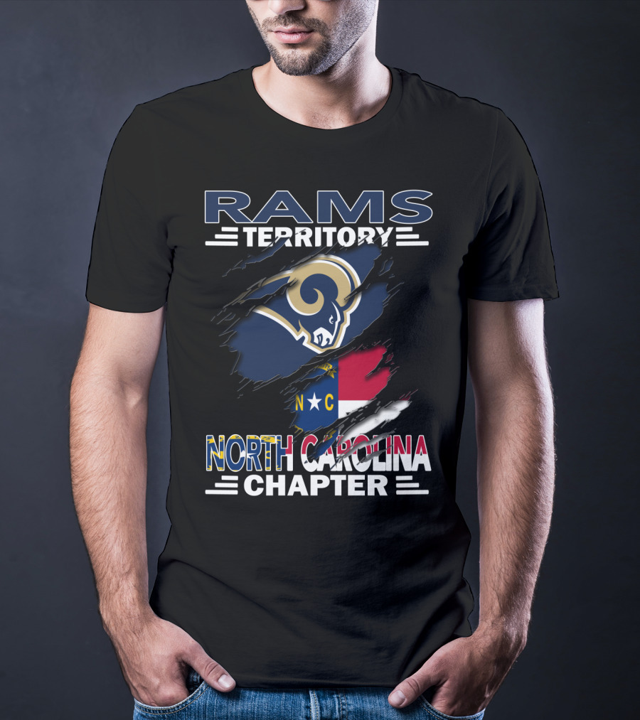 Rams Territory North Carolina Chapter Logo With Torn Flag T-Shirt