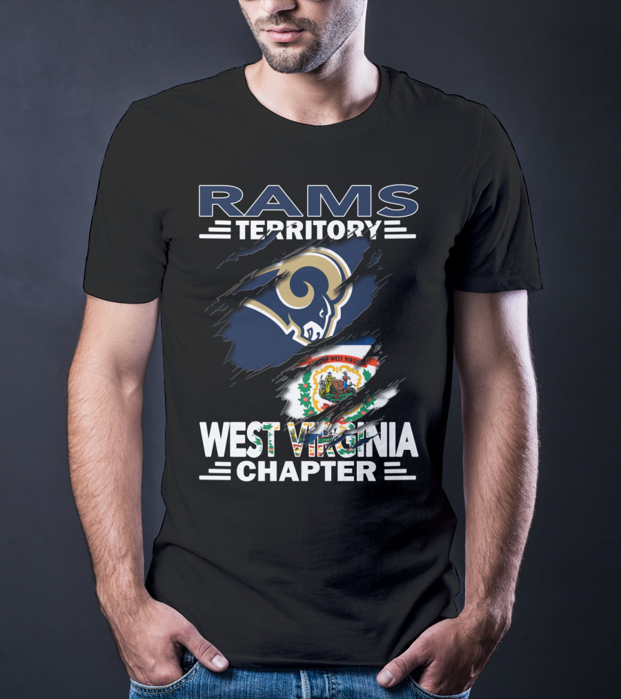 Rams Territory West Virginia Chapter NFL Logo State Flag Fusion T-Shirt