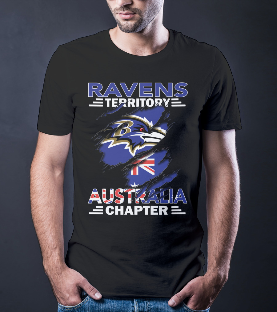 Ravens Territory Australia Chapter NFL Team Logo With Australian Flag T-Shirt