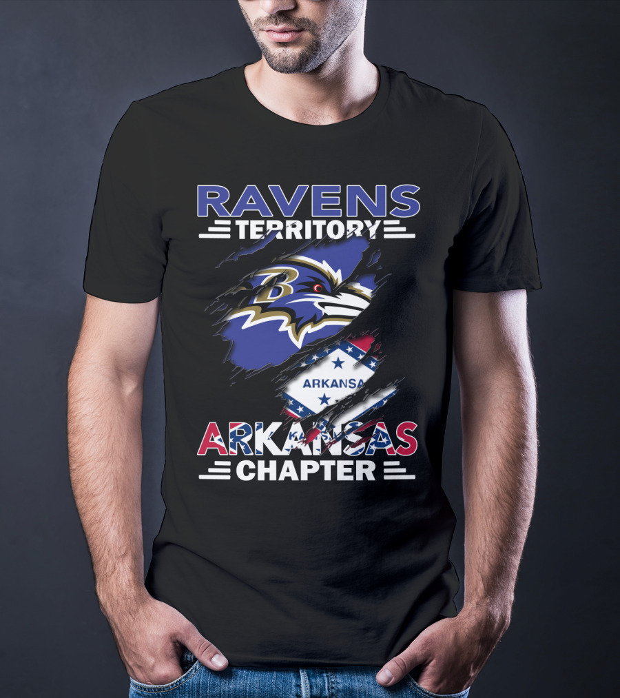 Ravens Territory Nfl Arkansas Chapter With State Flag And Team T-Shirt
