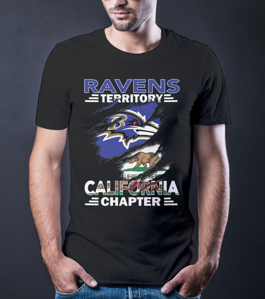 Ravens Territory California Chapter Baltimore Ravens California Republic Flag T-Shirt