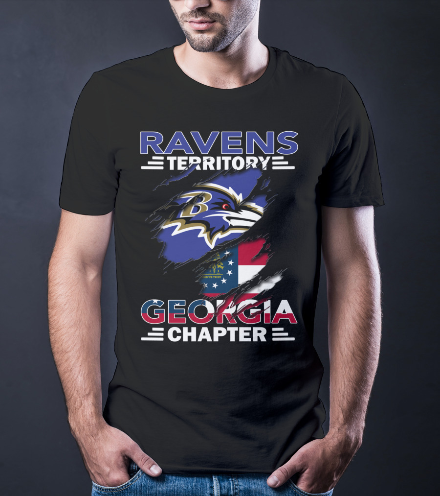 Ravens Territory Georgia Chapter Baltimore Team Fan Group Flag T-Shirt