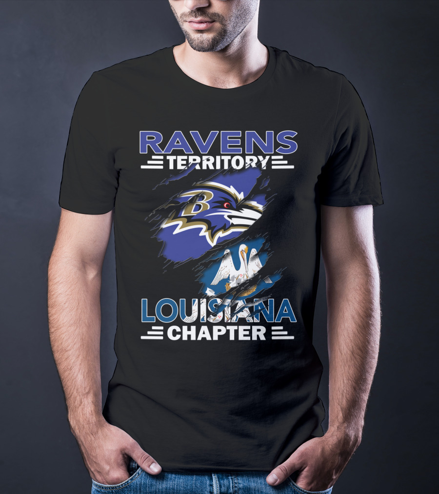 Ravens Territory Louisiana Chapter Baltimore Football Fan Club Cajun Pride T-Shirt
