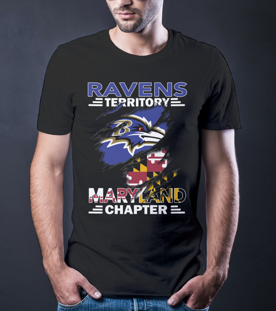 Ravens Territory Maryland Chapter Baltimore Football Flag Emblem T-Shirt