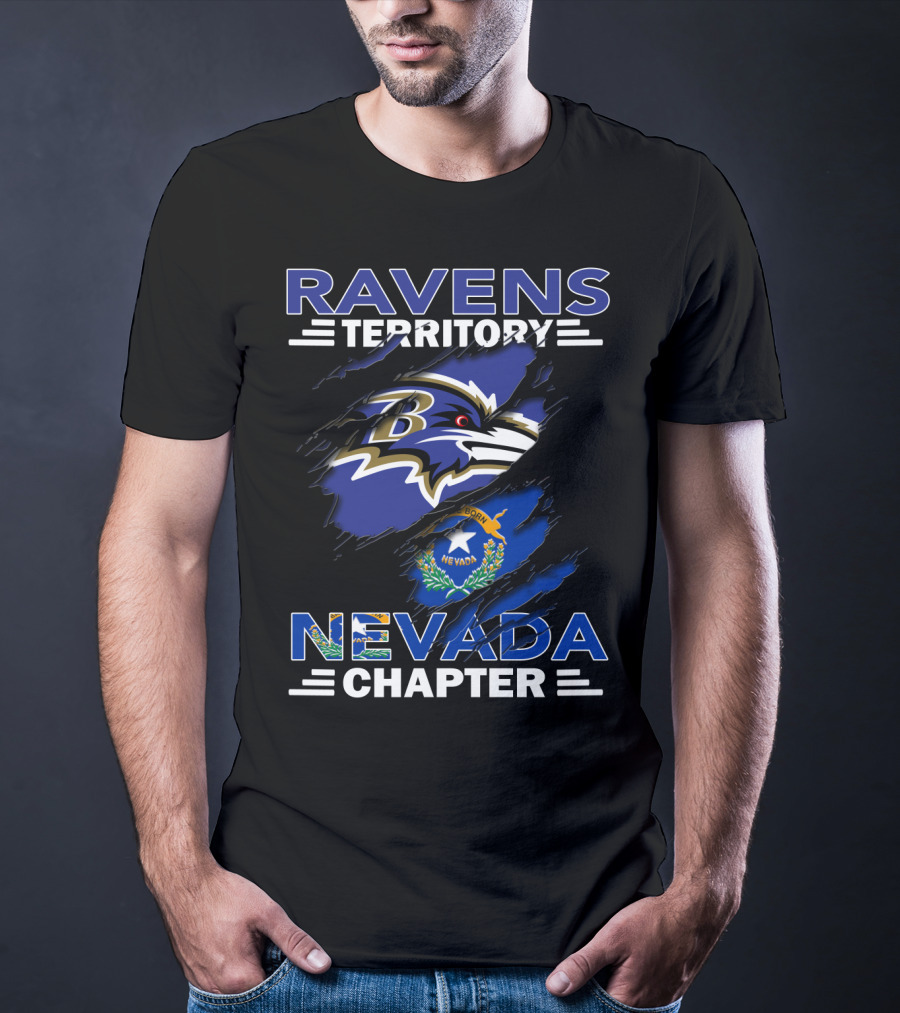 Ravens Territory Nevada Chapter Baltimore Football Iconic State Flag T-Shirt