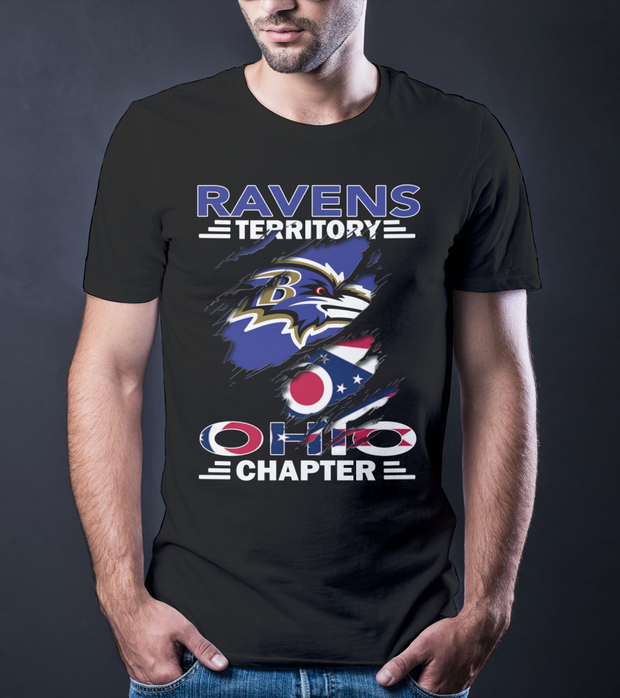 Ravens Territory Ohio Chapter Baltimore Ravens Ohio Flag T-Shirt