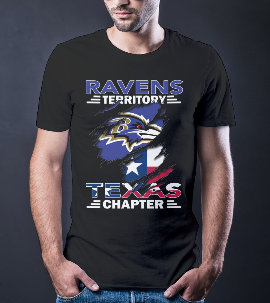 Ravens Territory Texas Chapter Baltimore Football Flag T-Shirt