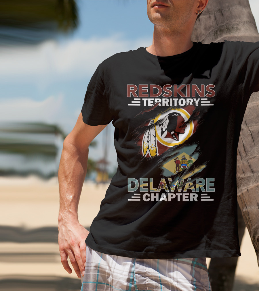 Redskins Territory Delaware Chapter Emblem With State Flag Elements T-Shirt