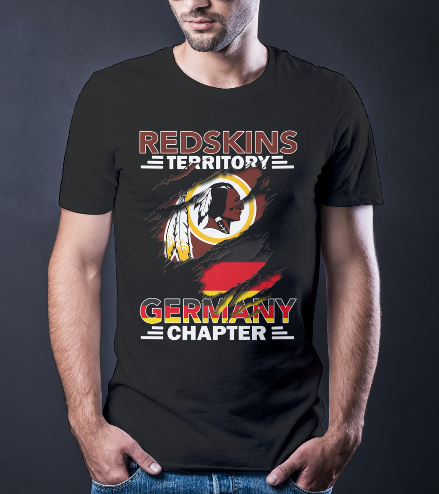 Redskins Territory Germany Chapter Football Fan Logo With Flag T-Shirt