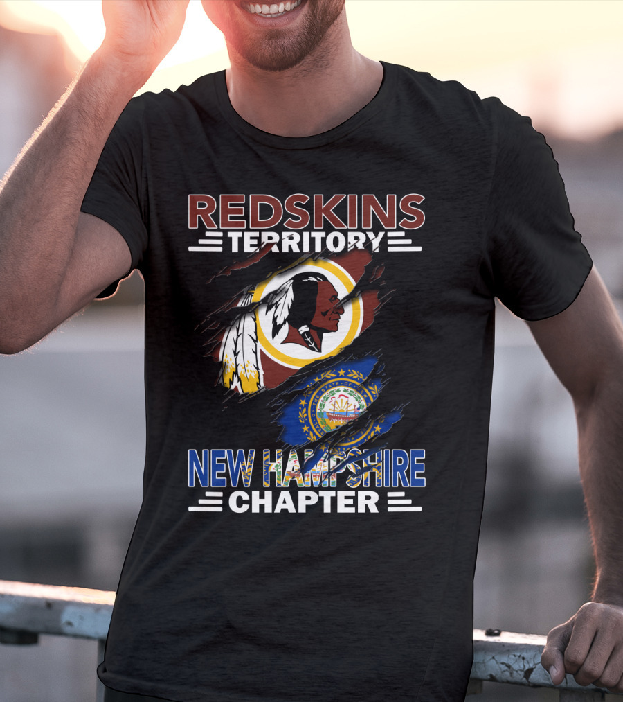 Redskins Territory New Hampshire Chapter Fan Community Logo And State Flag Combination T-Shirt