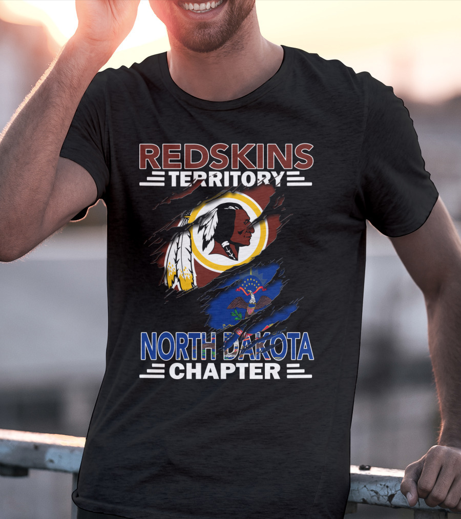 Redskins Territory North Dakota Chapter Washington Redskins Logo And North Dakota State Flag T-Shirt