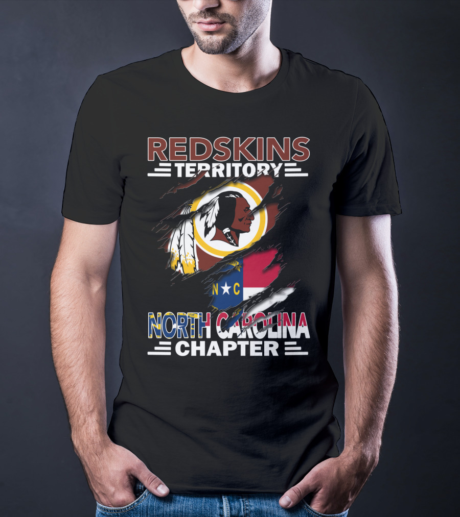 Redskins Territory North Carolina Chapter Redskins Logo With North Carolina Flag T-Shirt