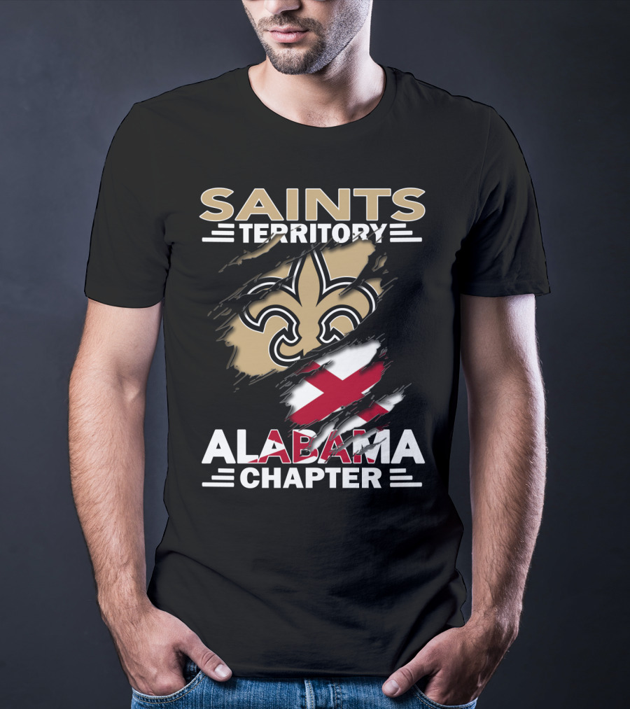 Saints Territory Alabama Chapter Fleur-DE-Lis And Cross Flag T-Shirt