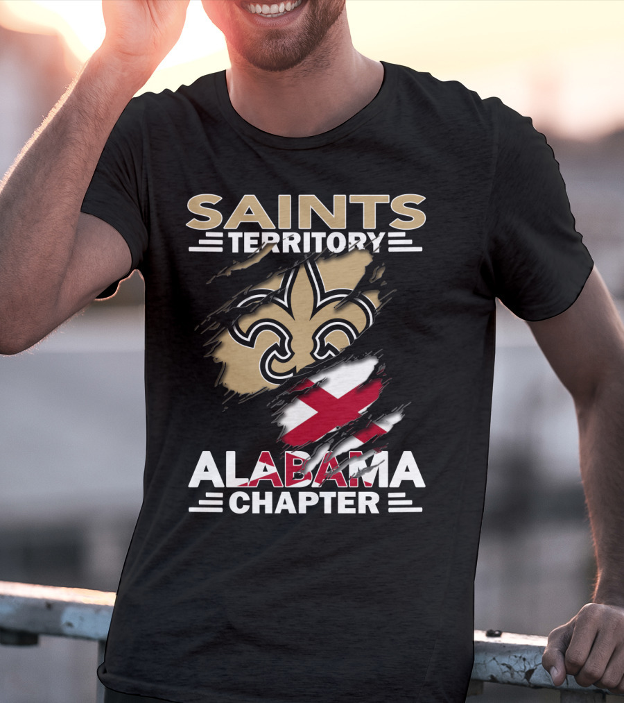 Saints Territory Alabama Chapter Fleur-DE-Lis And Cross Flag T-Shirt