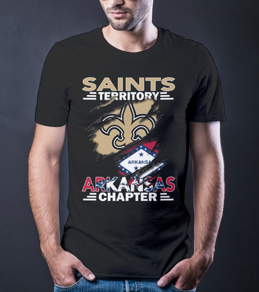 Saints Territory Arkansas Chapter Fleur-de-Lis Icon With State Flag T-Shirt