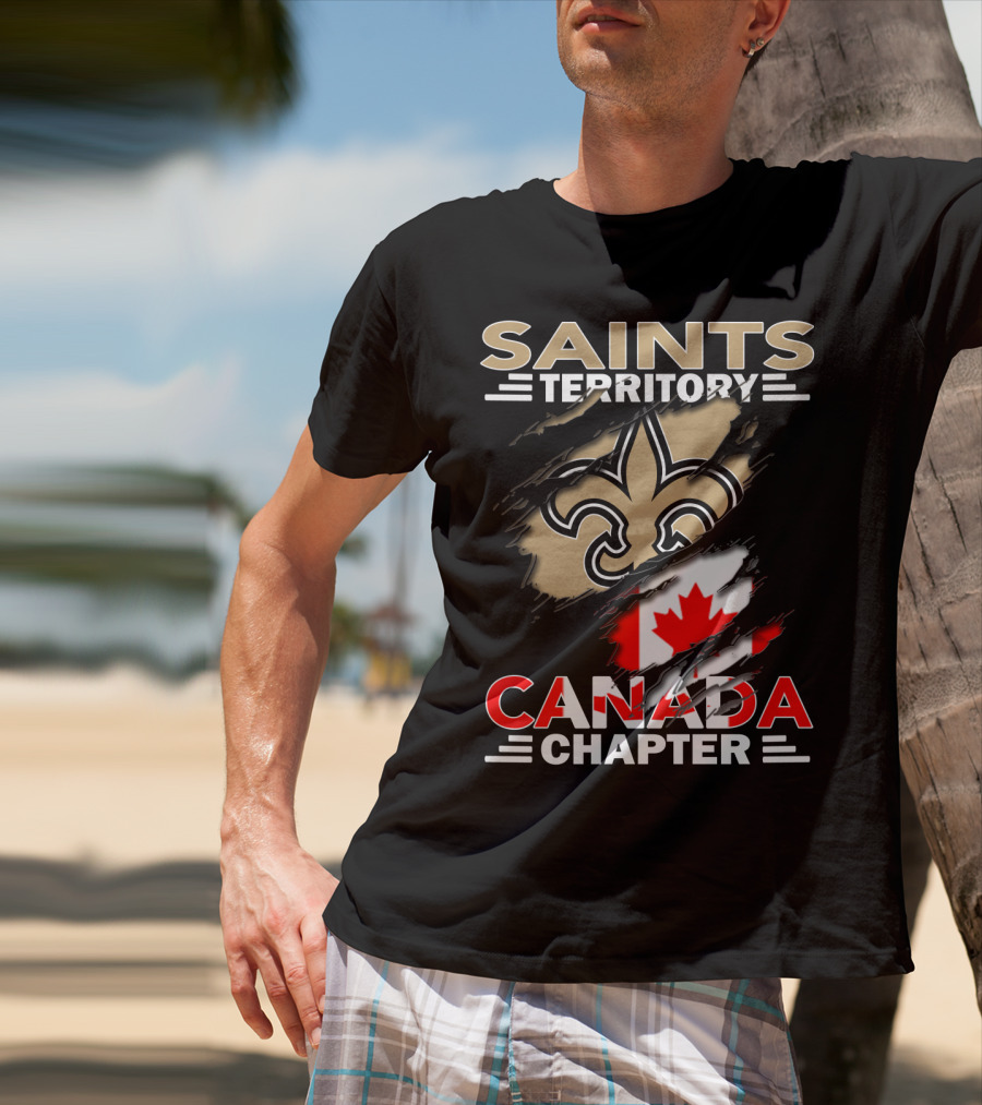 Saints Territory Canada Chapter Fleur-de-Lis And Maple Leaf T-Shirt