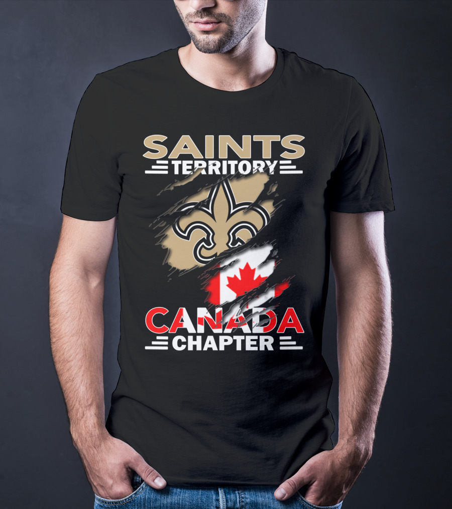 Saints Territory Canada Chapter Fleur-de-Lis And Maple Leaf T-Shirt