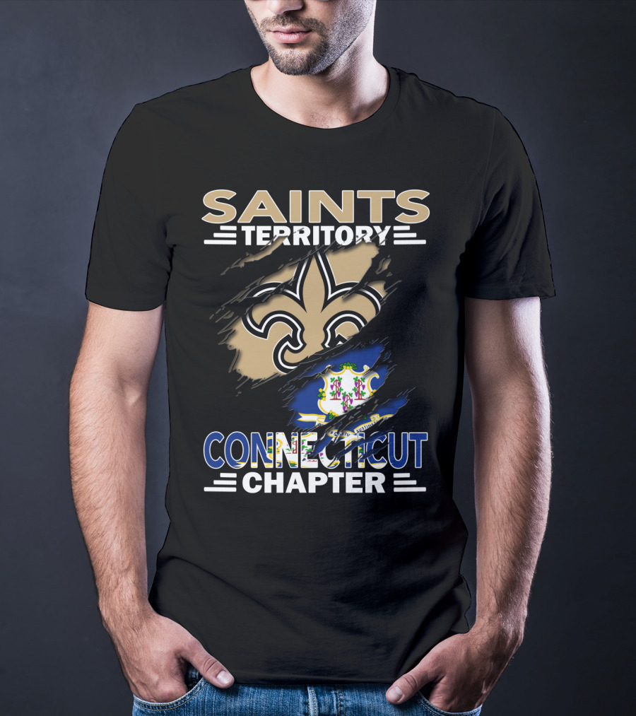 Saints Territory Connecticut Chapter Fleur-De-Lis And State Seal T-Shirt