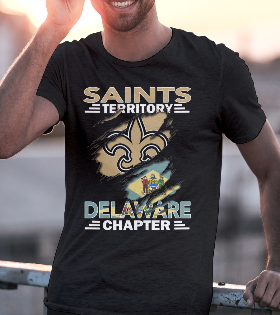 Saints Territory Delaware Chapter Fleur-de-Lis And State Flag T-Shirt
